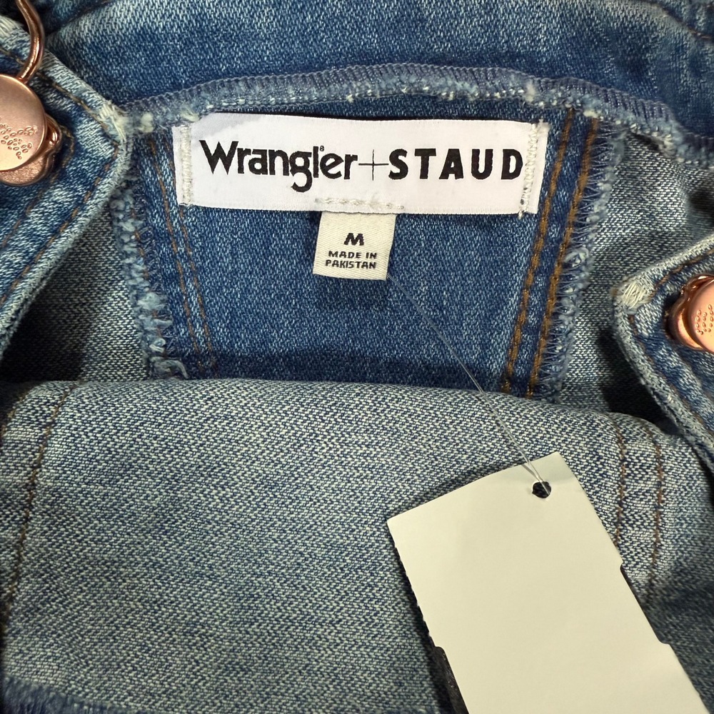 NWT Wrangler x Staud The Overall Dress Blue Denim Mini Pinafore Womens Size M - Picture 4 of 8